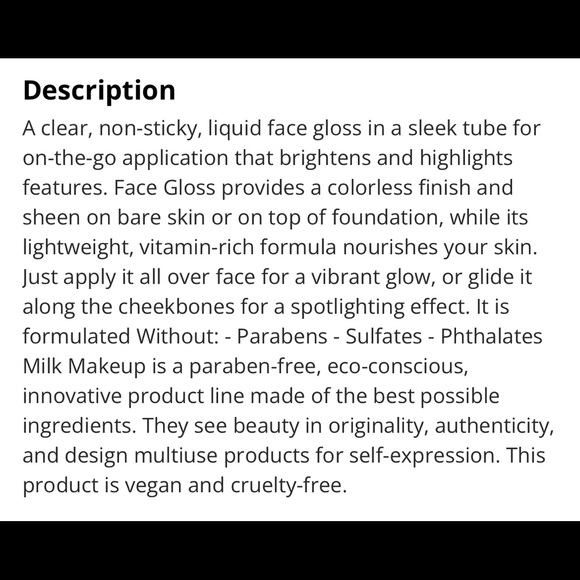 Milk Makeup Face Gloss 1oz/30ml Tube New in Package - Hard to Find ! - Picture 3 of 3